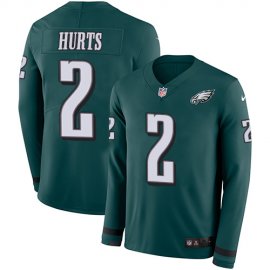 Nike Philadelphia Eagles #2 Jalen Hurts Green Team Color Mens Stitched NFL Limited Therma Long Sleeve Jersey
