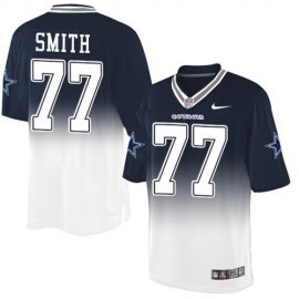 Nike Dallas Cowboys #77 Tyron Smith Navy Blue/White Mens Stitched NFL Elite Fadeaway Fashion Jersey