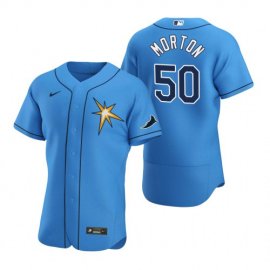 Tampa Bay Rays #50 Charlie Morton Mens Nike Light Blue Alternate 2020 Authentic Team MLB Jersey