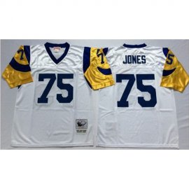 Mitchell And Ness Los Angeles Rams #75 Deacon Jones White Throwback Stitched NFL Jersey