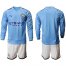 Manchester City Blank Home Long Sleeves Soccer Club Jersey
