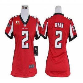 Nike Atlanta Falcons #2 Matt Ryan Red Team Color With C Patch Womens Stitched NFL Elite Jersey