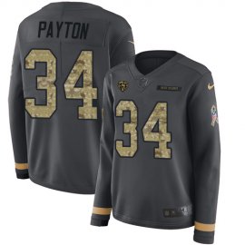 Nike Chicago Bears #34 Walter Payton Anthracite Salute to Service Womens Stitched NFL Limited Therma Long Sleeve Jersey