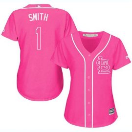 St.Louis Cardinals #1 Ozzie Smith Pink Fashion Womens Stitched MLB Jersey