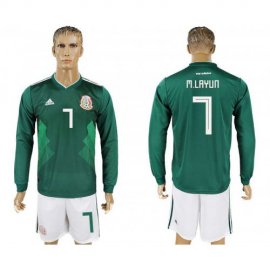 Mexico #7 M.LAYUN Home 2018 FIFA World Cup Long Sleeve Soccer Jersey