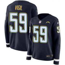 Nike Los Angeles Chargers #59 Nick Vigil Navy Blue Team Color Womens Stitched NFL Limited Therma Long Sleeve Jersey