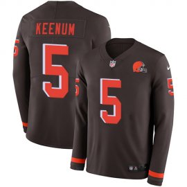 Nike Cleveland Browns #5 Case Keenum Brown Team Color Mens Stitched NFL Limited Therma Long Sleeve Jersey