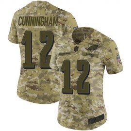 Nike Philadelphia Eagles #12 Randall Cunningham Camo Womens Stitched NFL Limited 2018 Salute to Service Jersey