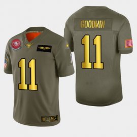 Nike San Francisco 49ers #11 Marquise Goodwin Mens Olive Gold 2019 Salute to Service NFL 100 Limited Jersey
