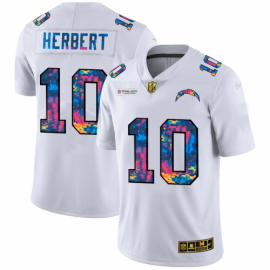 Los Angeles Chargers #10 Justin Herbert Mens White Nike Multi-Color 2020 NFL Crucial Catch Limited NFL Jersey