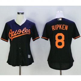 Baltimore Orioles #8 Cal Ripken Black Womens Alternate Stitched MLB Jersey
