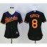 Baltimore Orioles #8 Cal Ripken Black Womens Alternate Stitched MLB Jersey