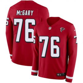 Nike Atlanta Falcons #76 Kaleb McGary Red Team Color Mens Stitched NFL Limited Therma Long Sleeve Jersey