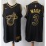 Heat #3 Dwyane Wade Black/Gold Basketball Swingman Limited Edition Jersey