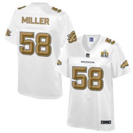Nike Denver Broncos #58 Von Miller White Womens NFL Pro Line Super Bowl 50 Fashion Game Jersey