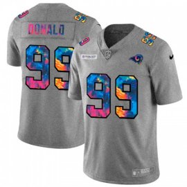 Los Angeles Rams #99 Aaron Donald Mens Nike Multi-Color 2020 NFL Crucial Catch NFL Jersey Greyheather