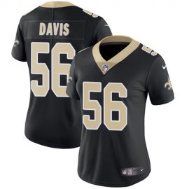 Nike New Orleans Saints #56 DeMario Davis Black Team Color Womens Stitched NFL Vapor Untouchable Limited Jersey