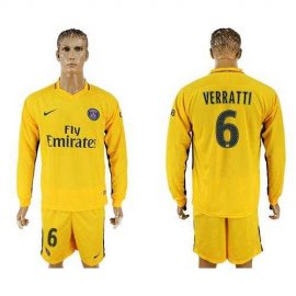 Paris Saint-Germain #6 Verratti Away Long Sleeves Soccer Club Jersey