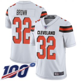 Nike Cleveland Browns #32 Jim Brown White Mens Stitched NFL 100th Season Vapor Limited Jersey
