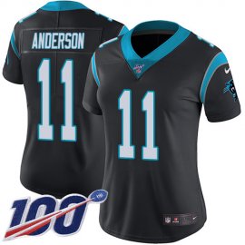 Nike Carolina Panthers #11 Robby Anderson Black Team Color Womens Stitched NFL 100th Season Vapor Untouchable Limited Jersey