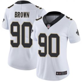 Nike New Orleans Saints #90 Malcom Brown White Womens Stitched NFL Vapor Untouchable Limited Jersey