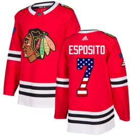 Adidas Chicago Blackhawks #7 Tony Esposito Red Home Authentic USA Flag Stitched NHL Jersey