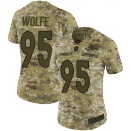 Nike Denver Broncos #95 Derek Wolfe Camo Womens Stitched NFL Limited 2018 Salute to Service Jersey