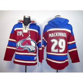 Colorado Avalanche #29 Nathan MacKinnon Red Sawyer Hooded Sweatshirt Stitched NHL Jersey