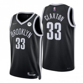 Nike Brooklyn Nets #33 Nicolas Claxton Black Mens 2021-22 NBA 75th Anniversary Diamond Swingman Jersey – Icon Edition Mens