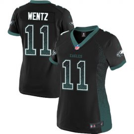 Nike Philadelphia Eagles #11 Carson Wentz Black Alternate Womens Stitched NFL Elite Drift Fashion Jersey