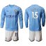 Manchester City #15 Mangala Home Long Sleeves Soccer Club Jersey