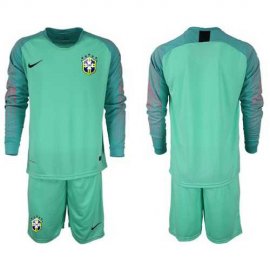 Brazil Blank Green Goalkeeper Long Sleeves Soccer Country Jersey