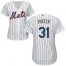 New York Mets #31 Mike Piazza White(Blue Strip) Home Womens Stitched MLB Jersey