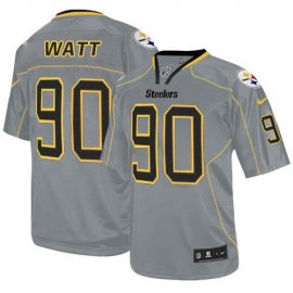 Nike Pittsburgh Steelers #90 T. J. Watt Lights Out Grey Mens Stitched NFL Elite Jersey
