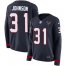 Nike Houston Texans #31 David Johnson Navy Blue Team Color Womens Stitched NFL Limited Therma Long Sleeve Jersey