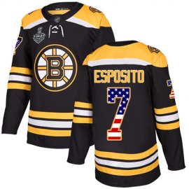 Adidas Boston Bruins #7 Phil Esposito Black Home Authentic USA Flag Stanley Cup Final Bound Stitched NHL Jersey