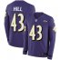 Nike Baltimore Ravens #43 Justice Hill Purple Team Color Mens Stitched NFL Limited Therma Long Sleeve Jersey