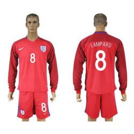 England #8 Lampard Away Long Sleeves Soccer Country Jersey