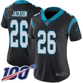 Nike Carolina Panthers #26 Donte Jackson Black Team Color Womens Stitched NFL 100th Season Vapor Limited Jersey