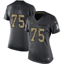 Nike New Orleans Saints #75 Andrus Peat Black Womens Stitched NFL Limited 2016 Salute to Service Jersey