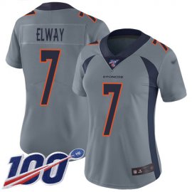 Nike Denver Broncos #7 John Elway Gray Womens Stitched NFL Limited Inverted Legend 100th Season Jersey