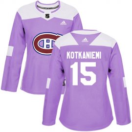 Adidas Montreal Canadiens #15 Jesperi Kotkaniemi Purple Authentic Fights Cancer Womens Stitched NHL Jersey
