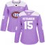 Adidas Montreal Canadiens #15 Jesperi Kotkaniemi Purple Authentic Fights Cancer Womens Stitched NHL Jersey