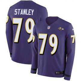 Nike Baltimore Ravens #79 Ronnie Stanley Purple Team Color Mens Stitched NFL Limited Therma Long Sleeve Jersey