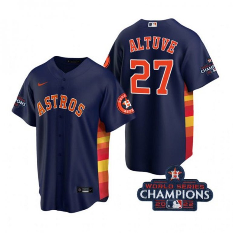 Astros 27 Jose Altuve Navy 2022 World Series Champions Cool Base Jersey Astros 27 Jose Altuve Navy 2022 World Series Champions Cool Base Jersey