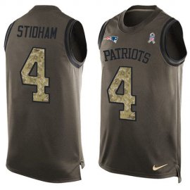 Nike New England Patriots #4 Jarrett Stidham Green Mens Stitched NFL Limited Salute To Service Tank Top Jersey