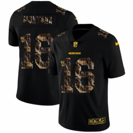 San Francisco 49ers #16 Joe Montana Mens Black Nike Flocked Lightning Vapor Limited NFL Jersey