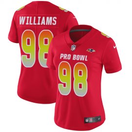 Nike Baltimore Ravens #98 Brandon Williams Red Womens Stitched NFL Limited AFC 2019 Pro Bowl Jersey