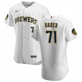 Milwaukee Brewers #71 Josh Hader Mens Nike White Home 2020 Authentic Player MLB Jersey