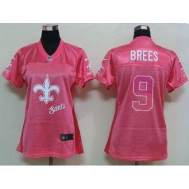 Nike New Orleans Saints #9 Drew Brees Pink Womens Fem Fan NFL Game Jersey